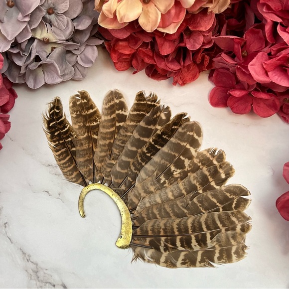 Bohemian Tribal Feather Gold Ear Cuff Earring - Picture 10 of 15